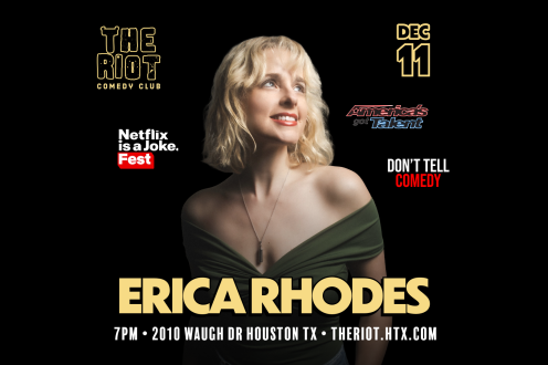 Erica Rhodes (Americas Got Talent, Don’t Tell Comedy, Netflix is a Joke Fest) Headlines The Riot Comedy Club