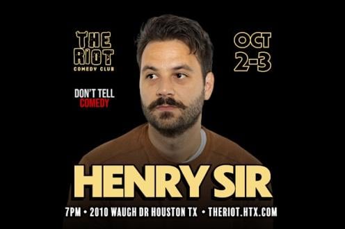 Henry Sir (Don't Tell Comedy) Headlines The Riot Comedy Club